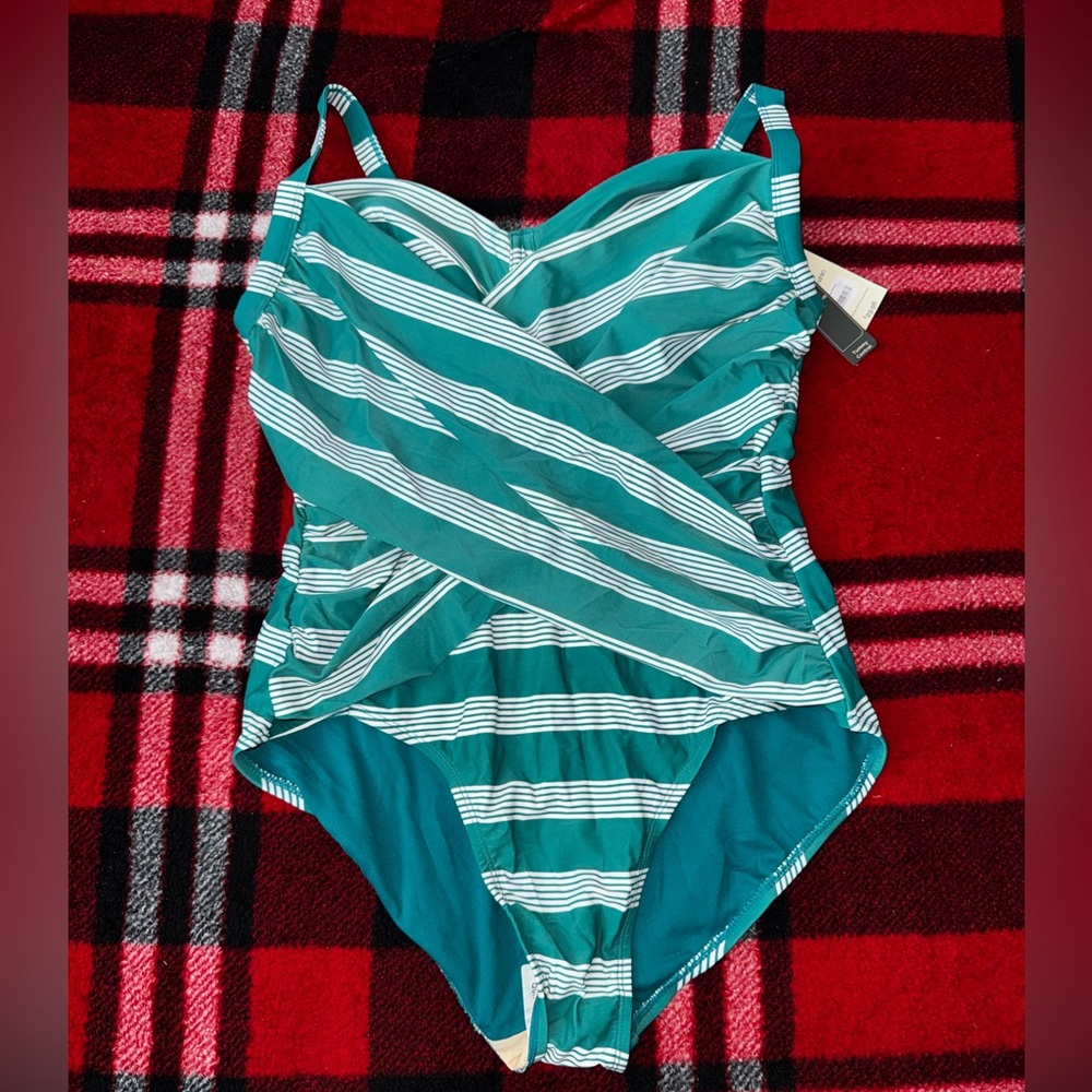 2/$10- Terra & Sky Teal and White Striped Swimwear